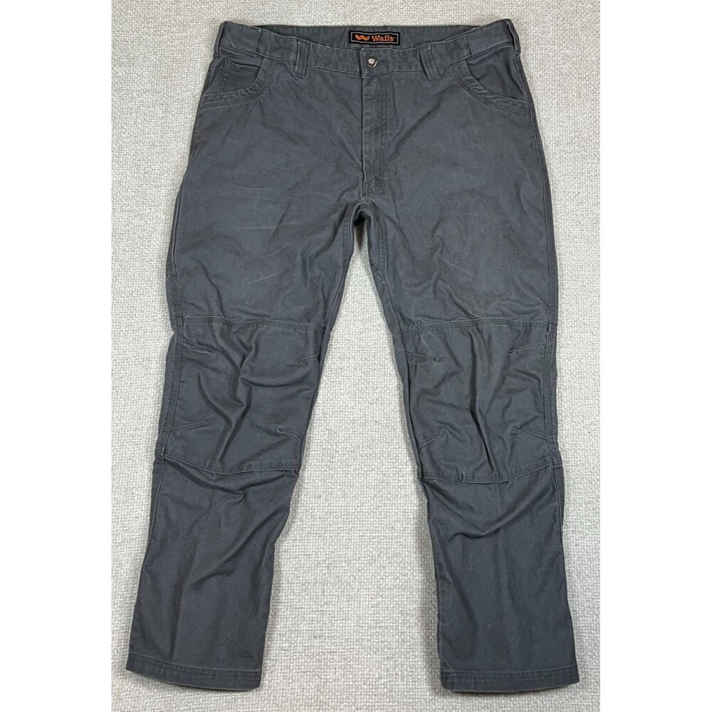 Walls Ditch Digger Work Pants Men's 42x32 Gray Double Knee Stretch Duck Canvas